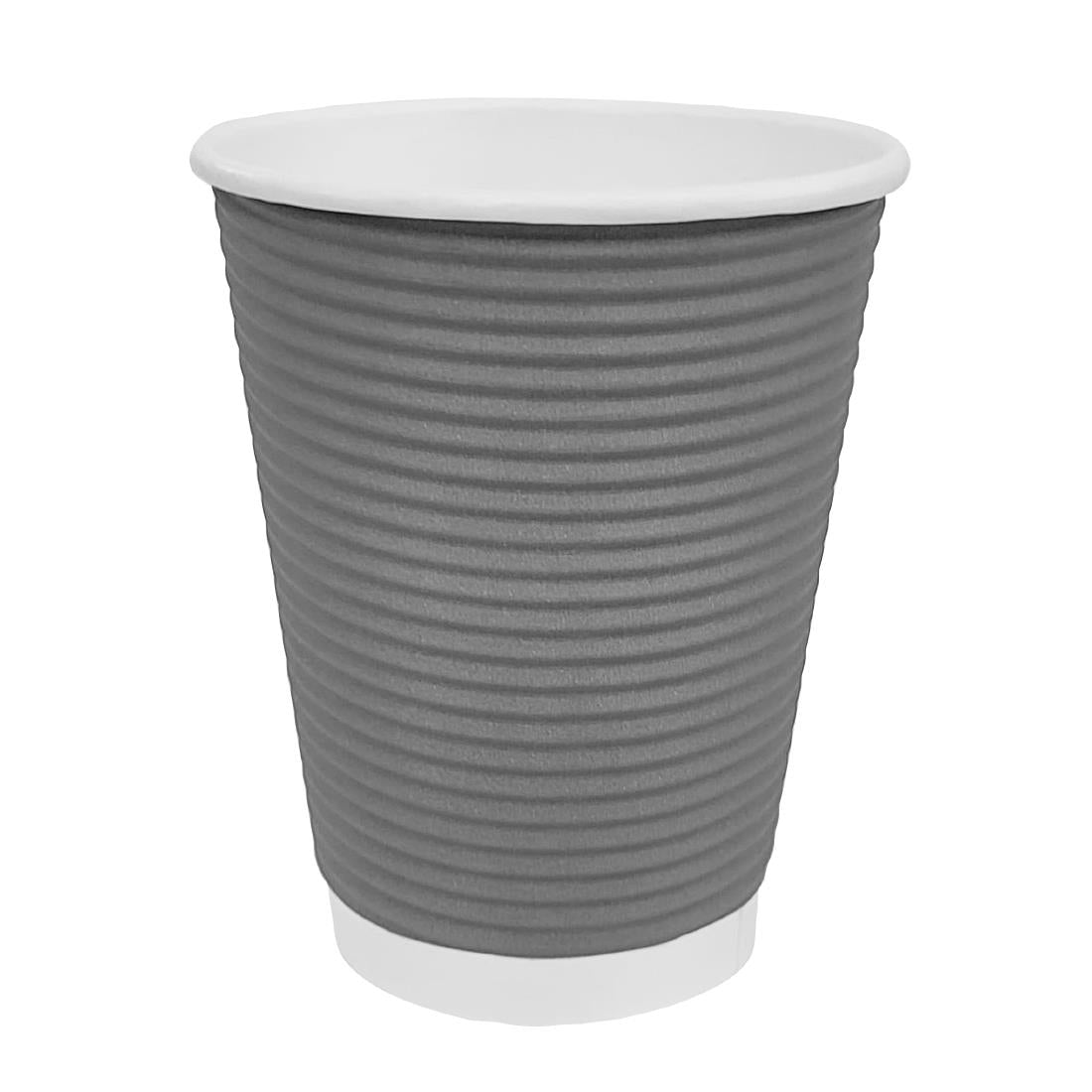 Fiesta Recyclable Takeaway Coffee Cups Ripple Wall Charcoal 225ml (Pack of 25) - GP430