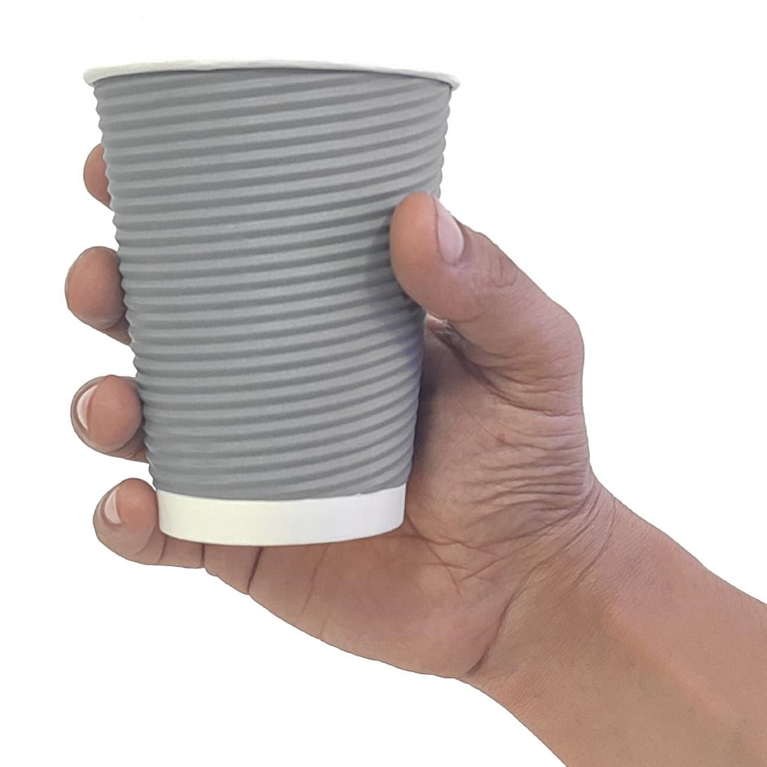 Fiesta Recyclable Takeaway Coffee Cups Ripple Wall Charcoal 340ml (Pack of 25) - GP431