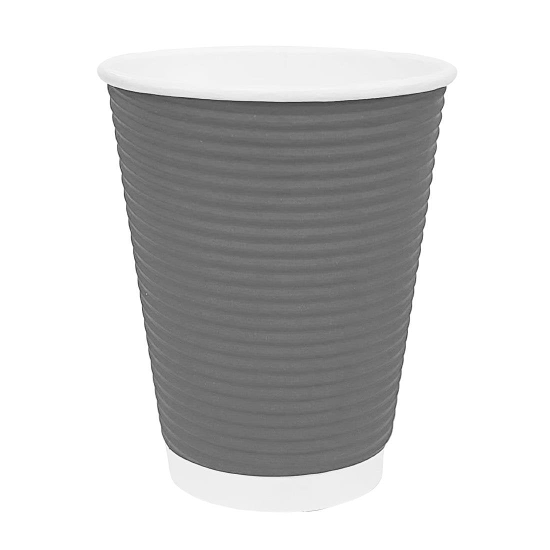 Fiesta Recyclable Takeaway Coffee Cups Ripple Wall Charcoal 340ml (Pack of 500) - GP434