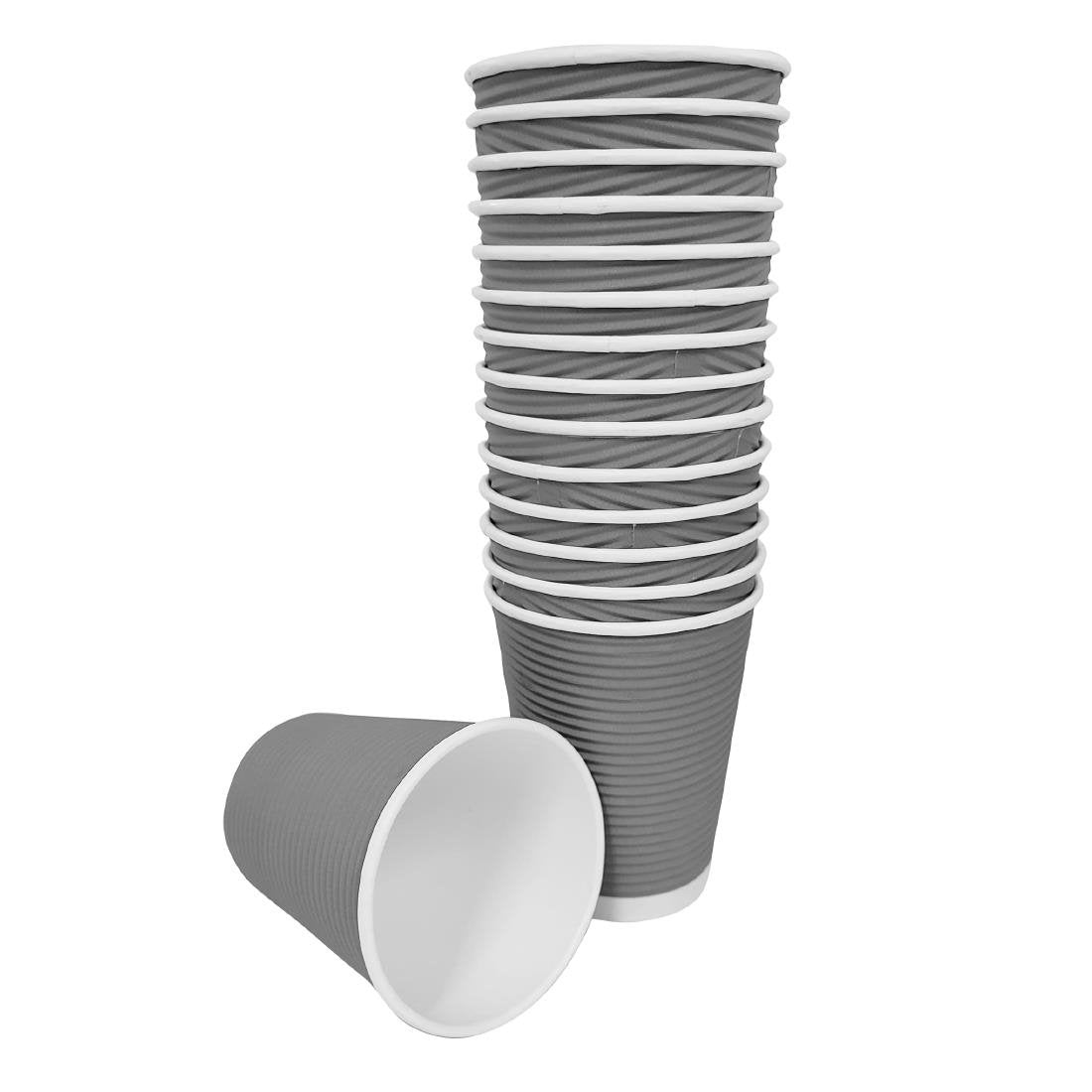 Fiesta Recyclable Takeaway Coffee Cups Ripple Wall Charcoal 340ml (Pack of 500) - GP434