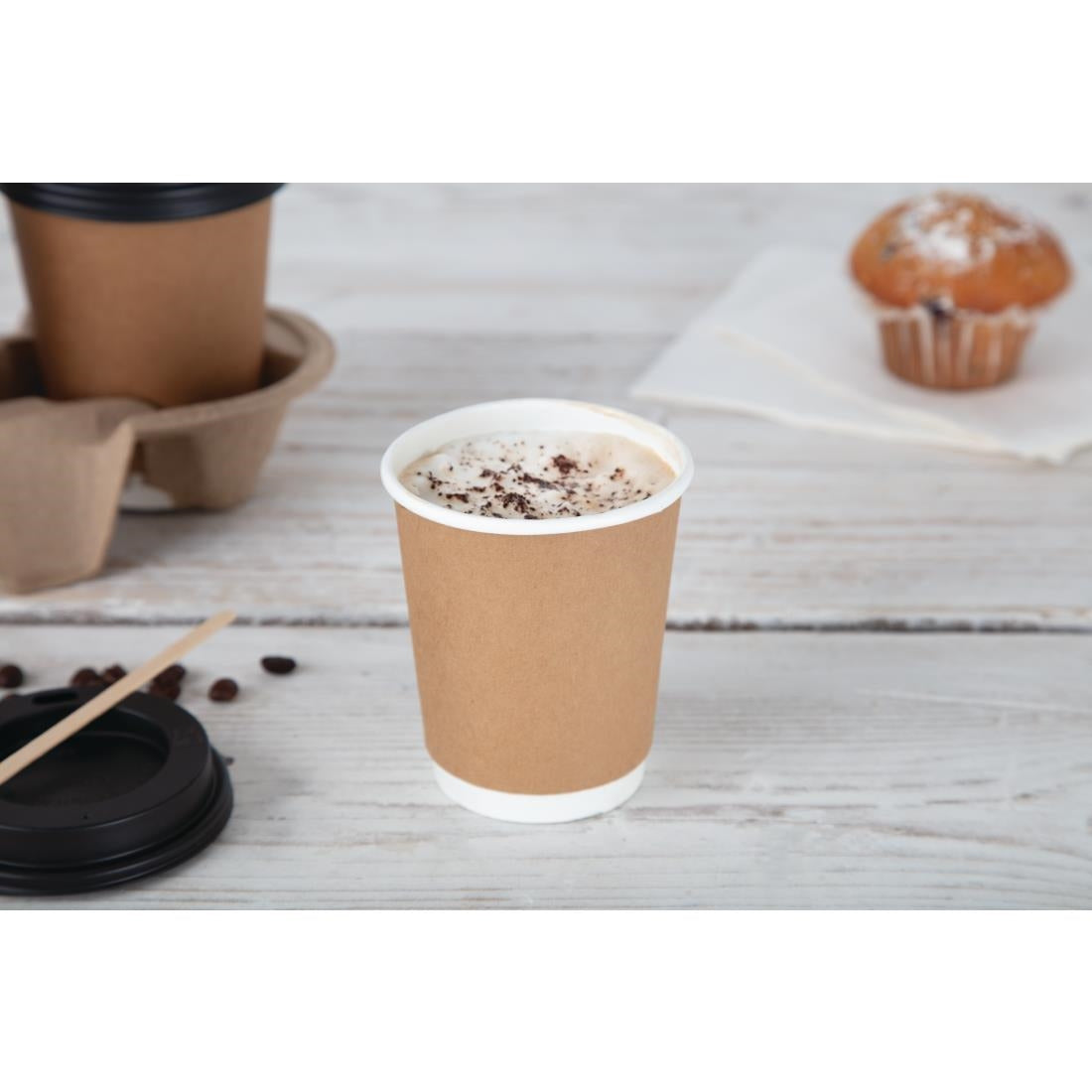 Fiesta Recyclable Coffee Cup Lids Black 225ml (Pack of 1000) - CW716