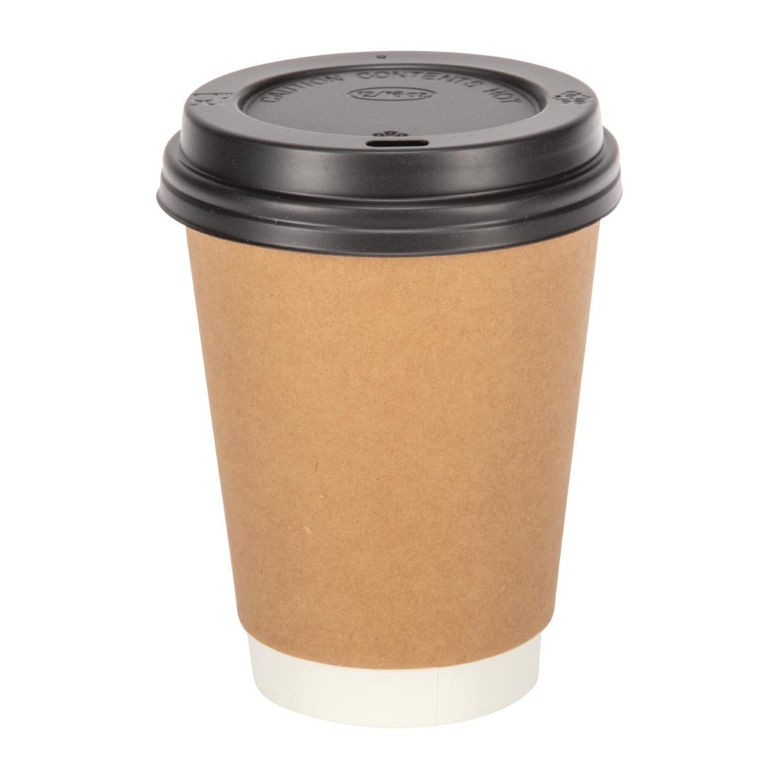 Fiesta Recyclable Coffee Cup Lids Black 340ml and 455ml (Pack of 50) - CW717