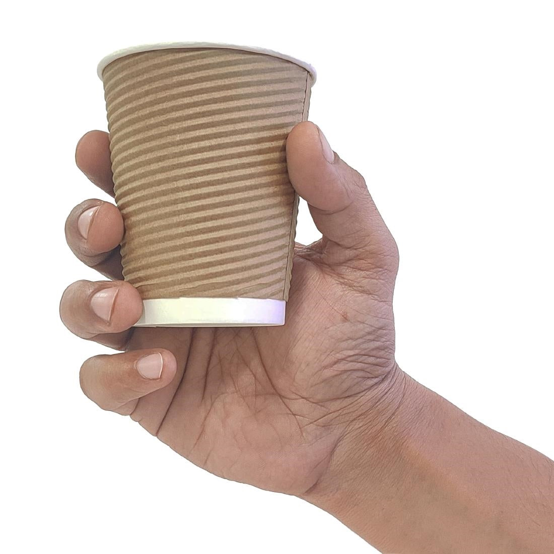 Fiesta Recyclable Takeaway Coffee Cups Ripple Wall Kraft 225ml (Pack of 500) - GP442