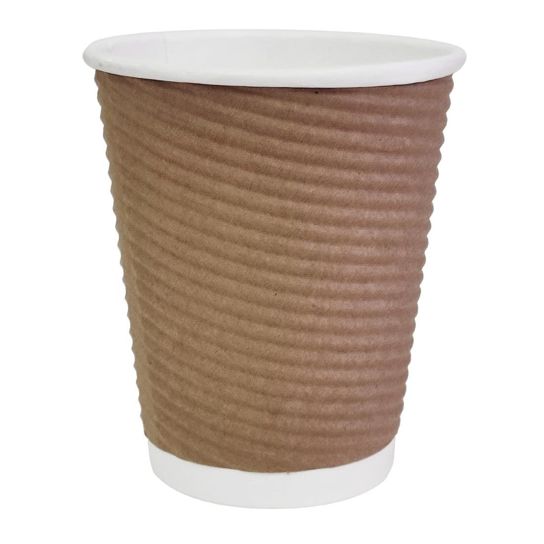 Fiesta Recyclable Takeaway Coffee Cups Ripple Wall Kraft 225ml (Pack of 500) - GP442