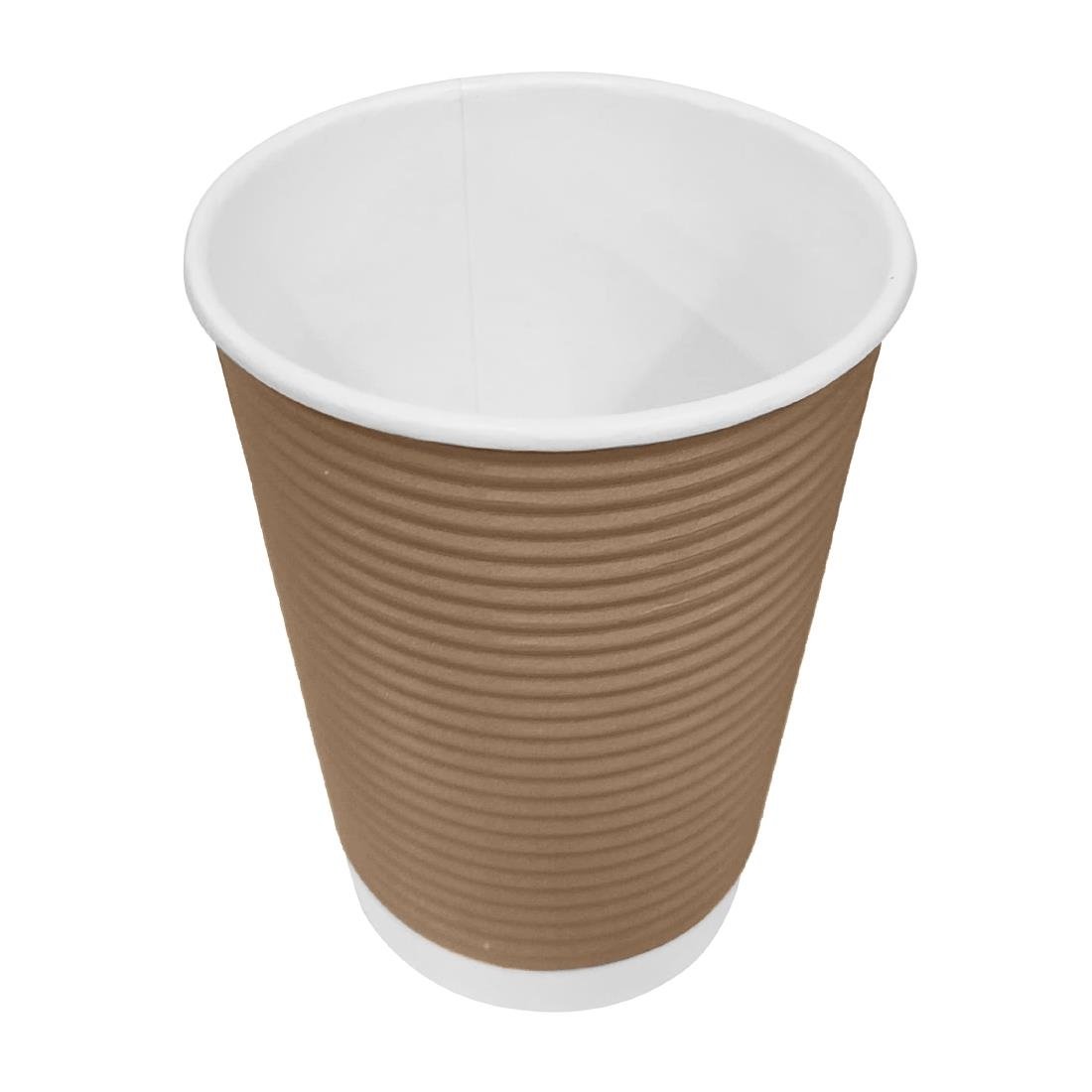 Fiesta Recyclable Takeaway Coffee Cups Ripple Wall Kraft 225ml (Pack of 25) - GP443