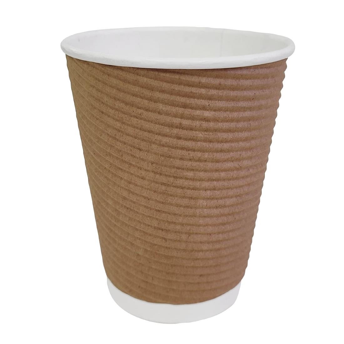 Fiesta Recyclable Takeaway Coffee Cups Ripple Wall Kraft 340ml (Pack of 500) - GP444