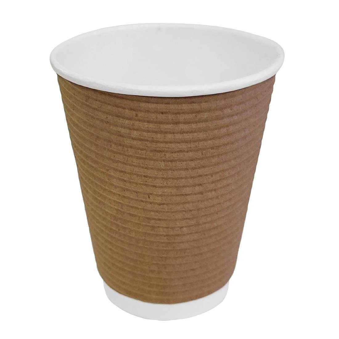 Fiesta Recyclable Takeaway Coffee Cups Ripple Wall Kraft 340ml (Pack of 25) - GP445