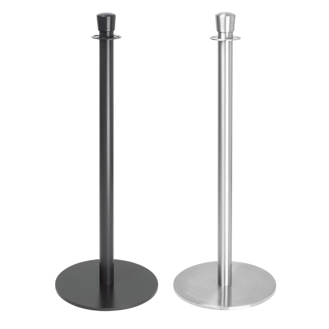Bolero Flat Base Barrier Posts Black (2 Pack) - GP638