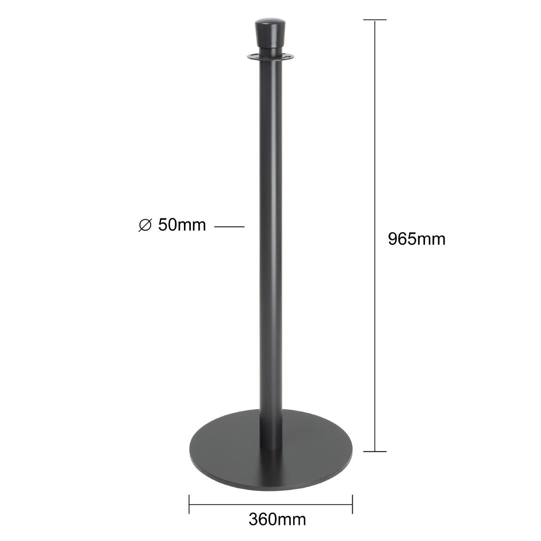 Bolero Flat Base Barrier Posts Black (2 Pack) - GP638