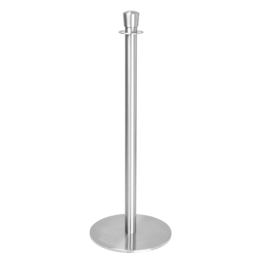 Bolero Flat Base Barrier Posts Brushed Stainless Steel (2 pack) - GP639
