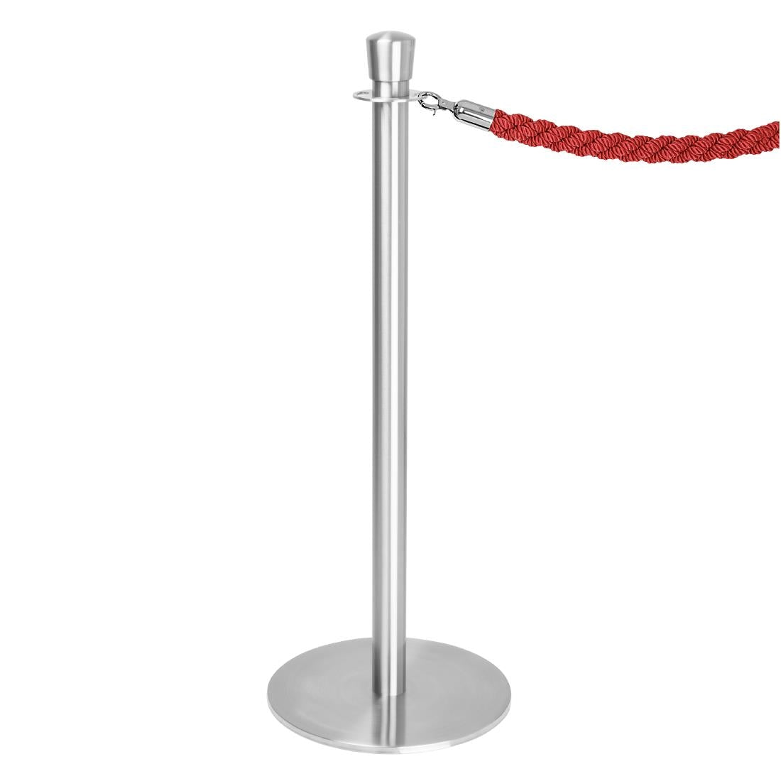 Bolero Flat Base Barrier Posts Brushed Stainless Steel (2 pack) - GP639