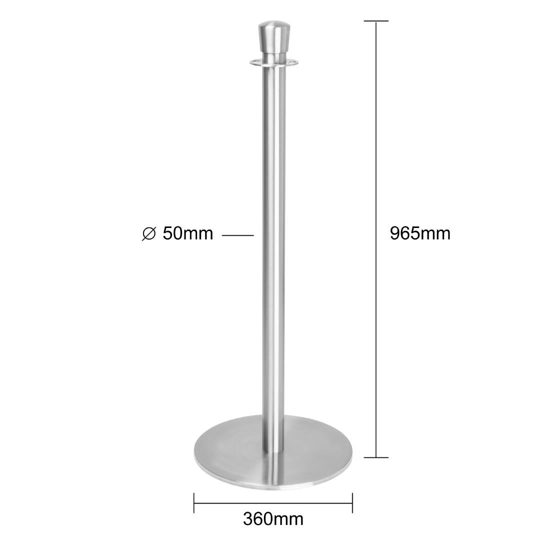 Bolero Flat Base Barrier Posts Brushed Stainless Steel (2 pack) - GP639