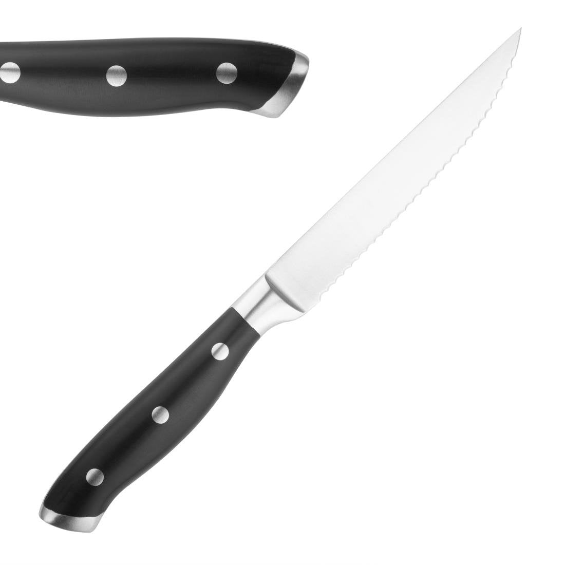 Olympia Premium Riveted Steak Knives with Black ABS Handles (6 pack) - GR919