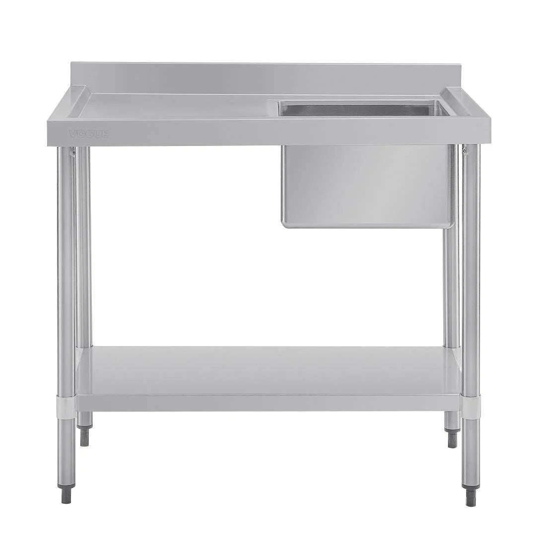 Vogue Single Bowl Sink L/H Drainer - 1200mm 90mm Drain - HC902