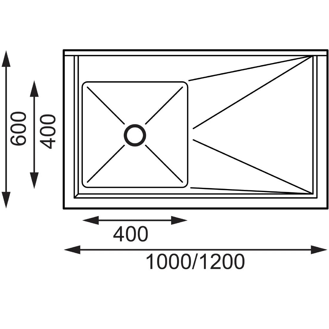 Vogue Single Bowl Sink L/H Drainer - 1200mm 90mm Drain - HC902