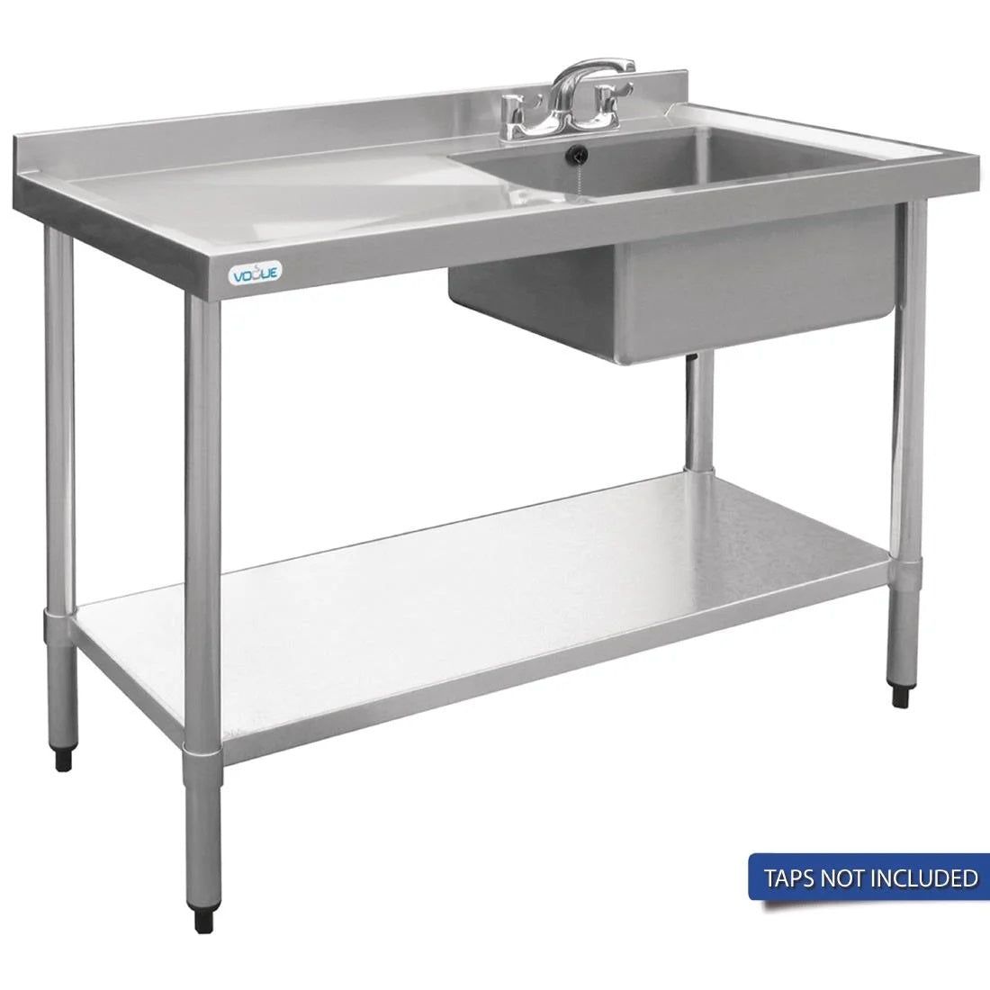 Vogue Single Bowl Sink L/H Drainer - 1200mm 90mm Drain - HC902