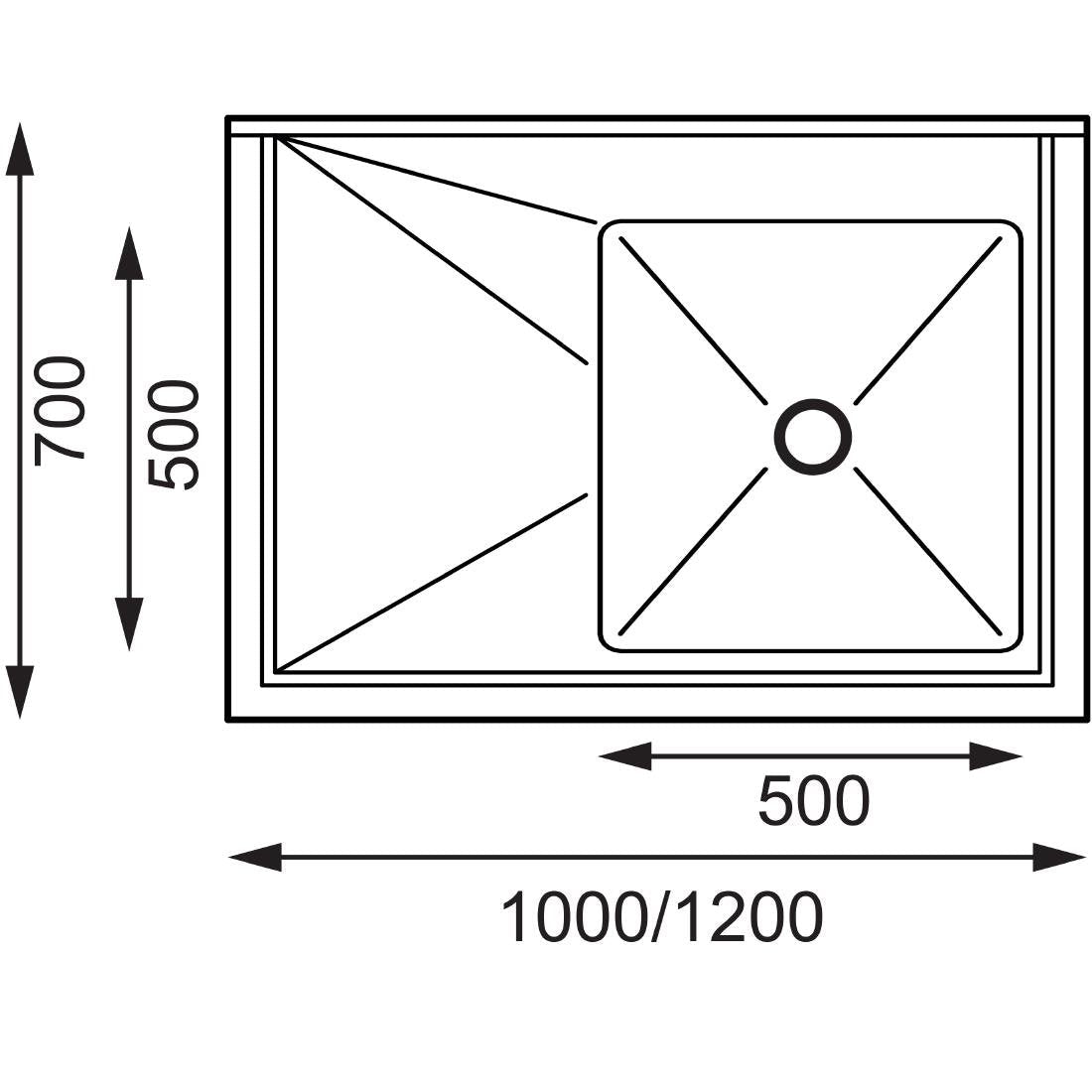 Vogue Single Bowl Sink L/H Drainer - 1200mm x700mm 90mm Drain - HC914
