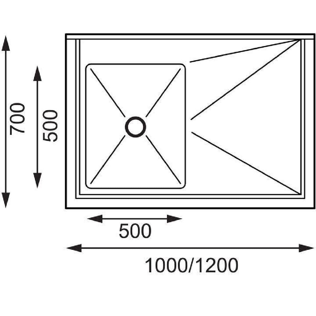 Vogue Single Bowl Sink R/H Drainer - 1200mm x 700mm 90mm Drain - HC915
