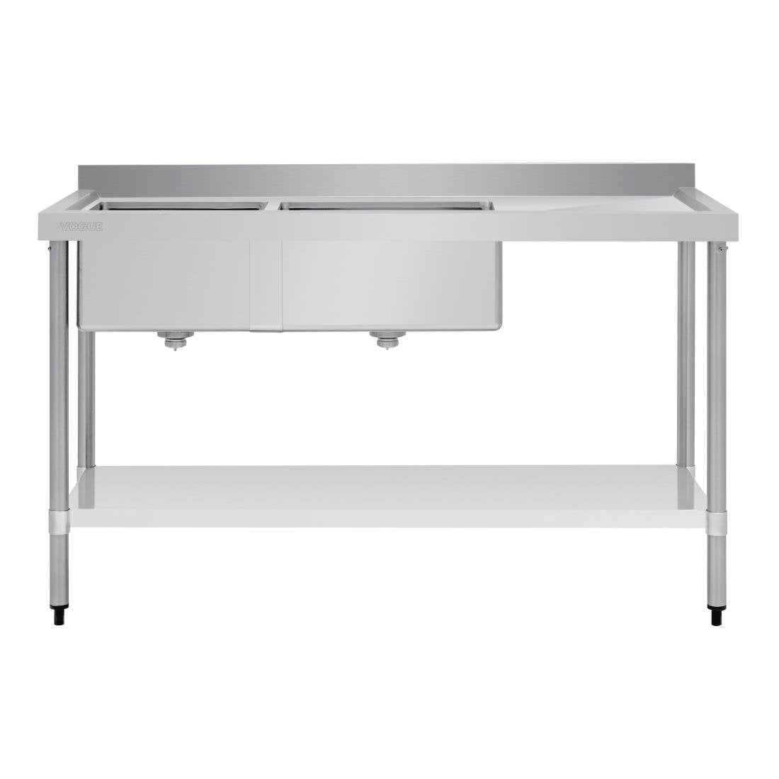 Vogue Double Bowl Sink R/H Drainer - 1800mm x 700mm 90mm Drain - HC919