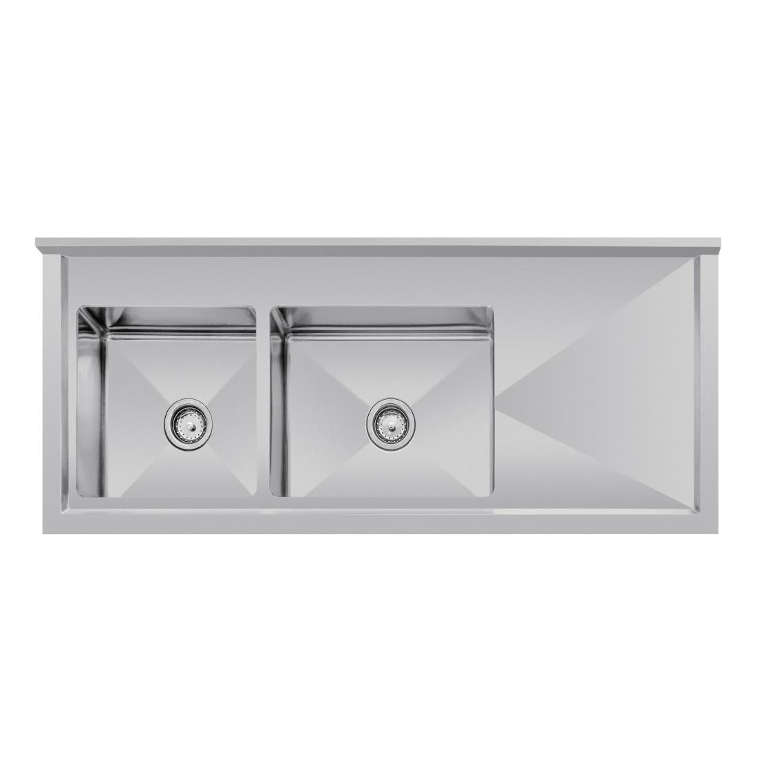 Vogue Double Bowl Sink R/H Drainer - 1500mm x 700mm 90mm Drain - HC916