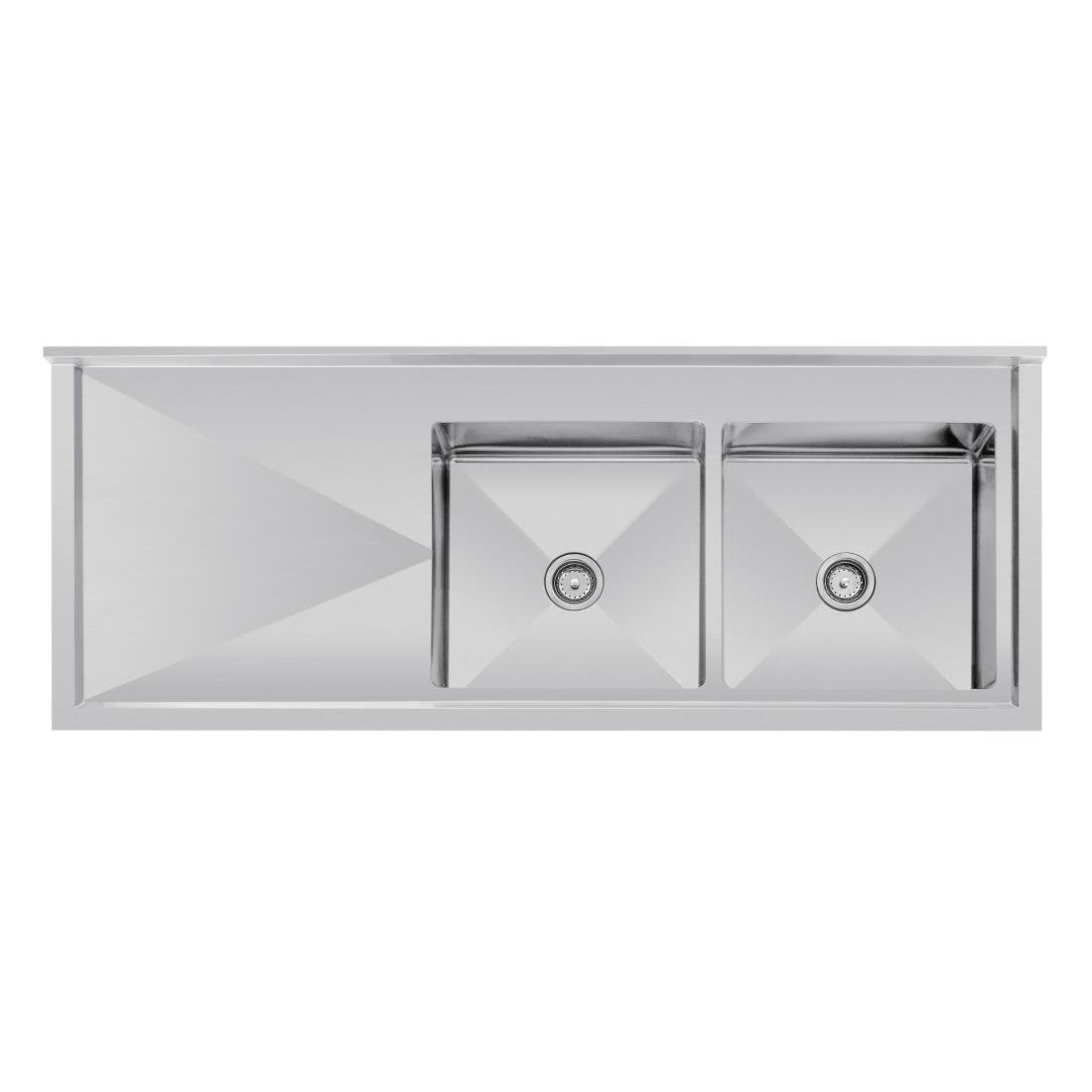 Vogue Double Bowl Sink L/H Drainer - 1800mm x 700mm 90mm Drain - HC920