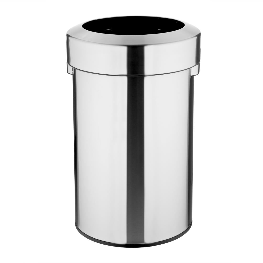 Bolero Brushed Steel Bin with Open Top Lid 70Ltr - HT460