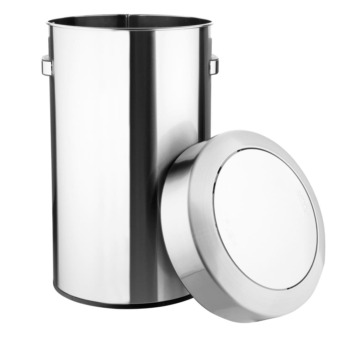 Bolero Bin with Swing Lid Brushed Steel - 70Ltr - HT461