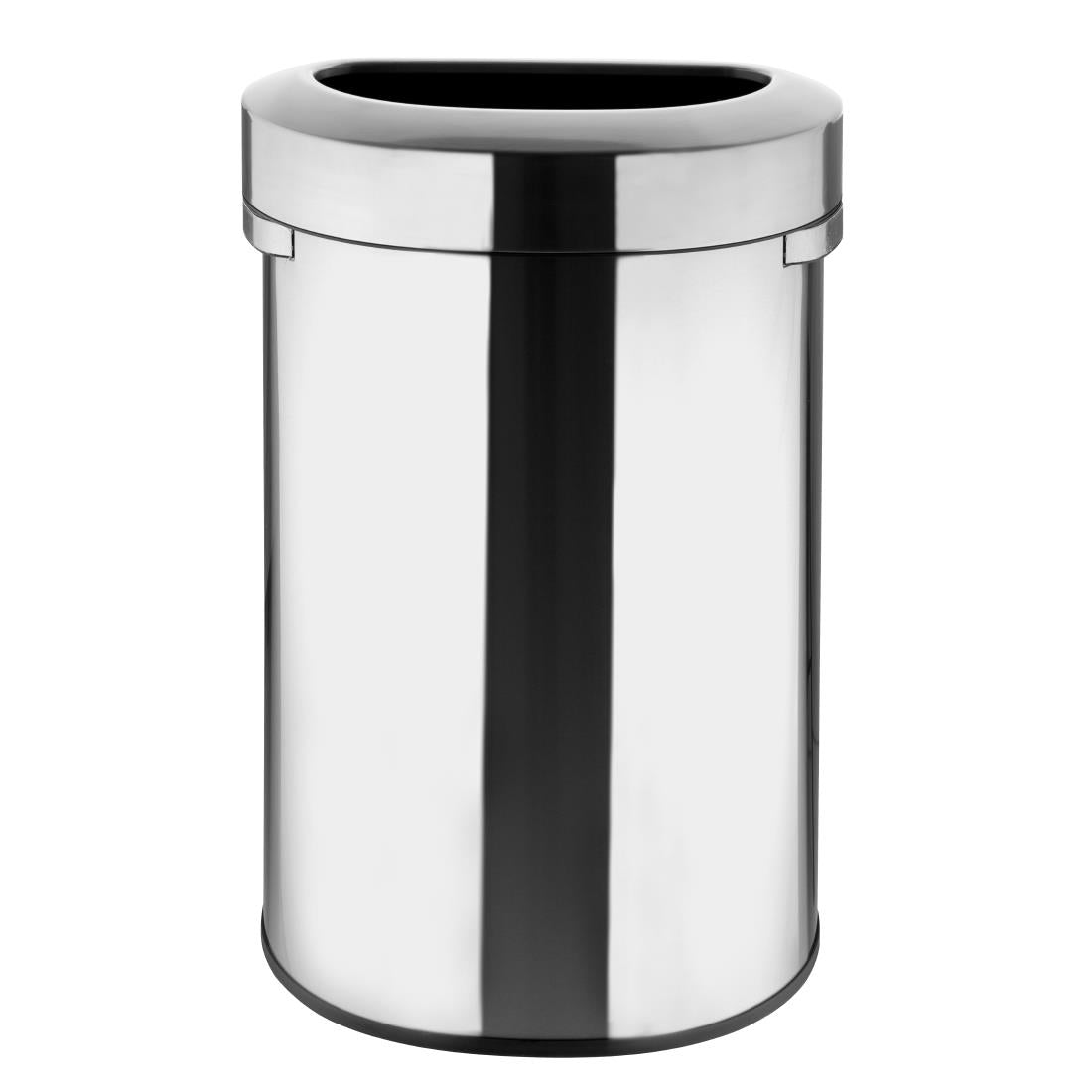 Bolero 'D' Shape Bin with Open Lid Brushed Steel 86Ltr - HT463