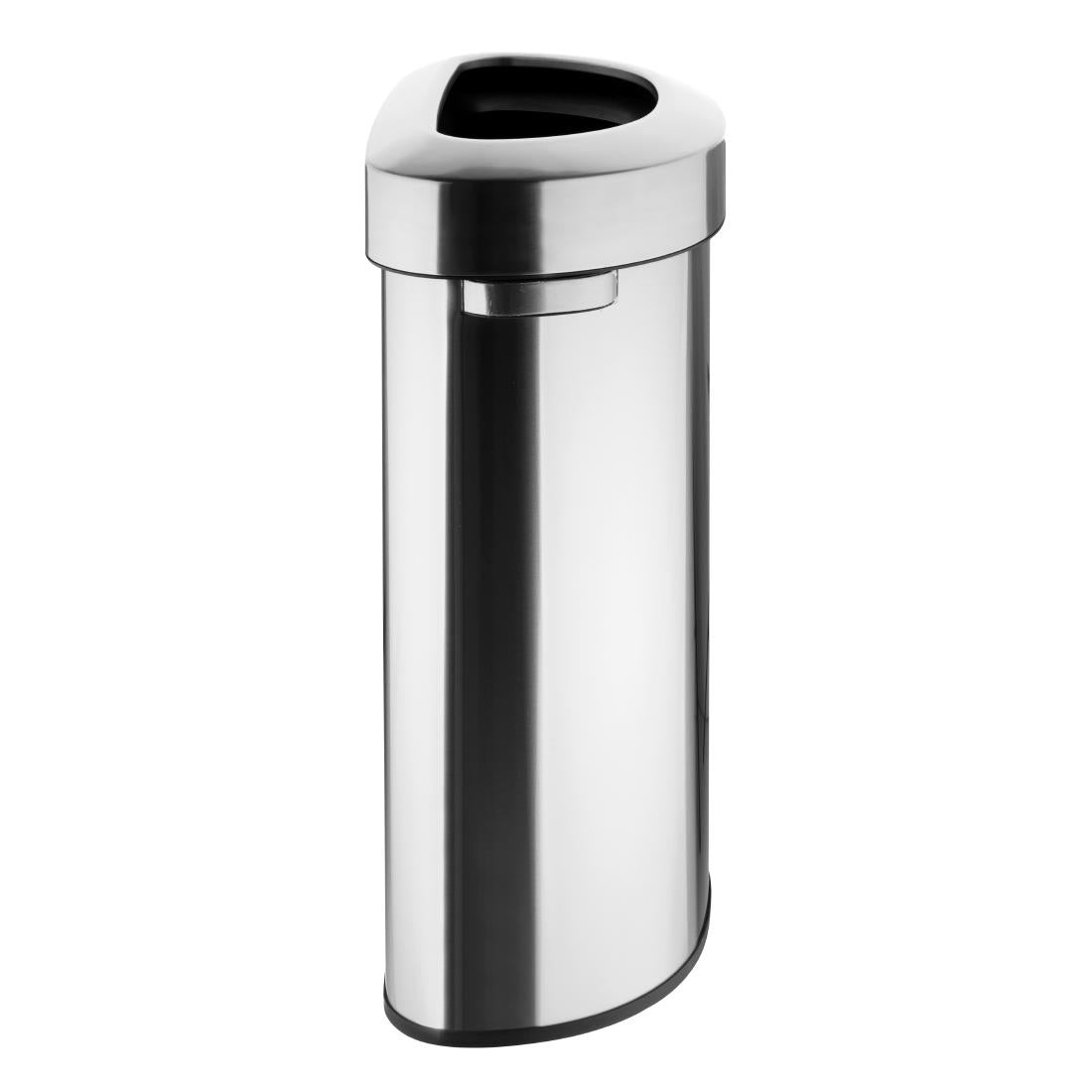 Bolero 'D' Shape Bin with Open Lid Brushed Steel 86Ltr - HT463