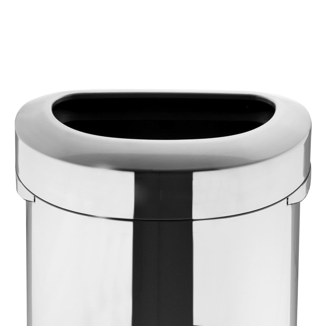 Bolero 'D' Shape Bin with Open Lid Brushed Steel 86Ltr - HT463