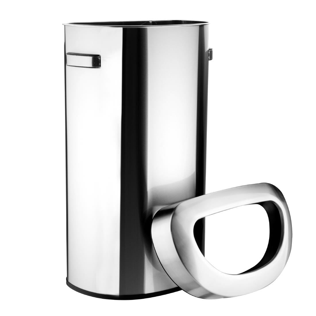 Bolero 'D' Shape Bin with Open Lid Brushed Steel 86Ltr - HT463