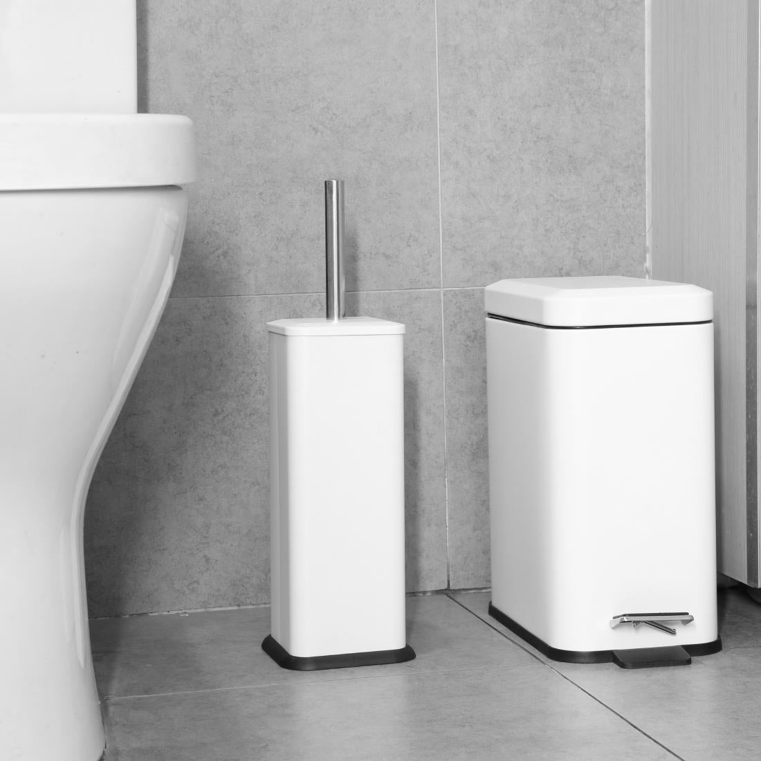 Jantex Square Toilet Brush and Holder - White - HT477