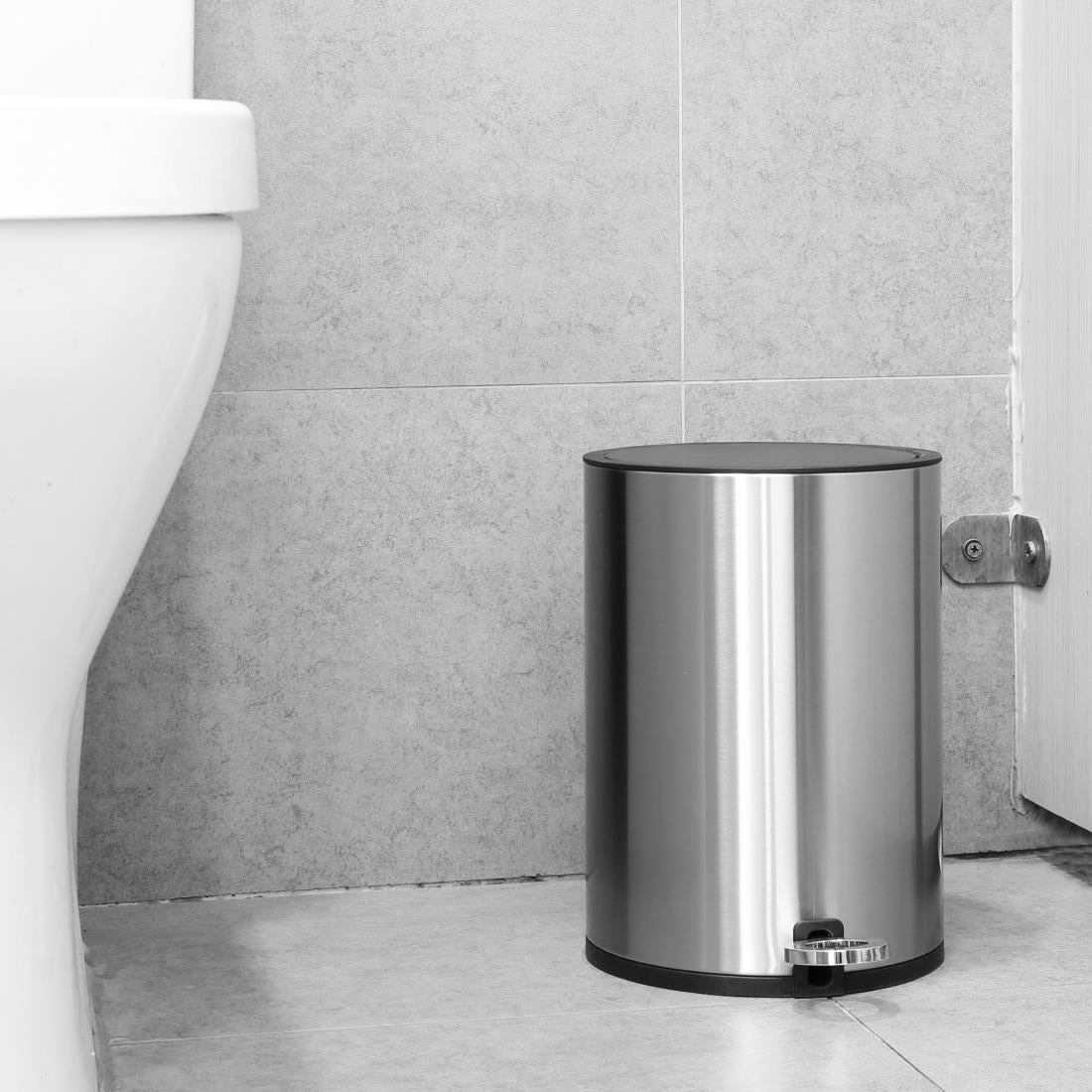 Jantex Round Brushed Steel Pedal Bin 3Ltr - HT478