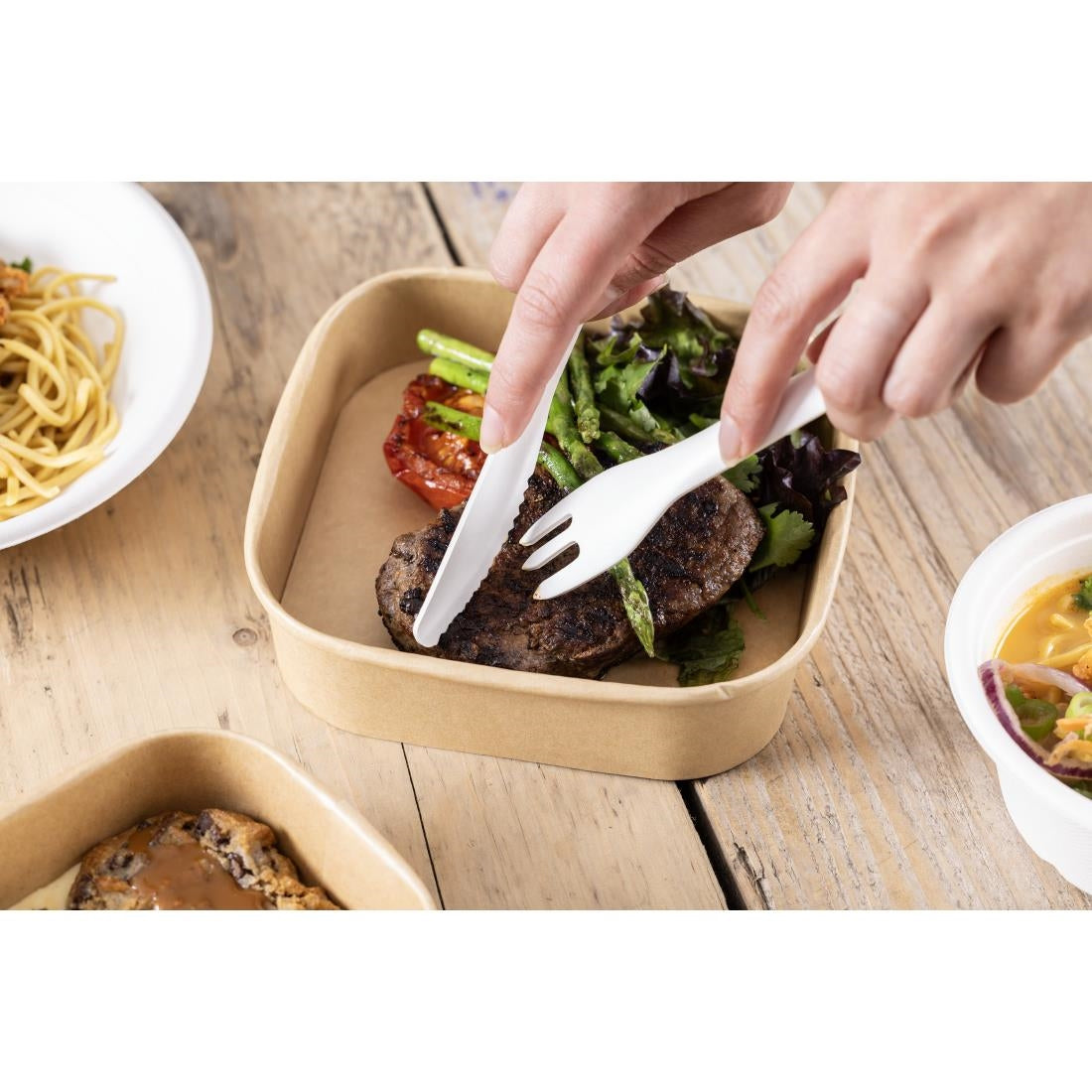 Fiesta Compostable Paper Forks 155mm (100 Pack) - HT483