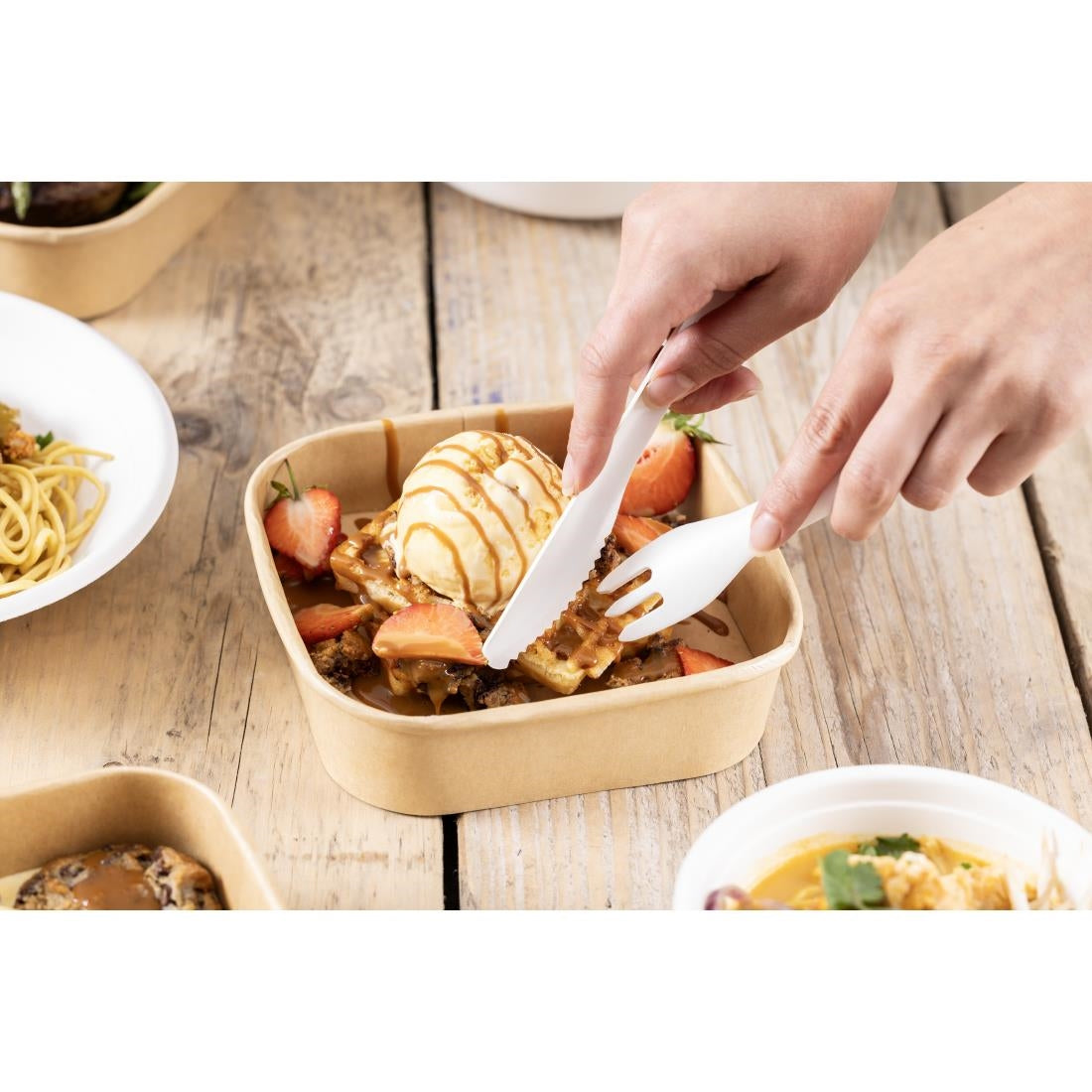 Fiesta Compostable Paper Forks 155mm (100 Pack) - HT483