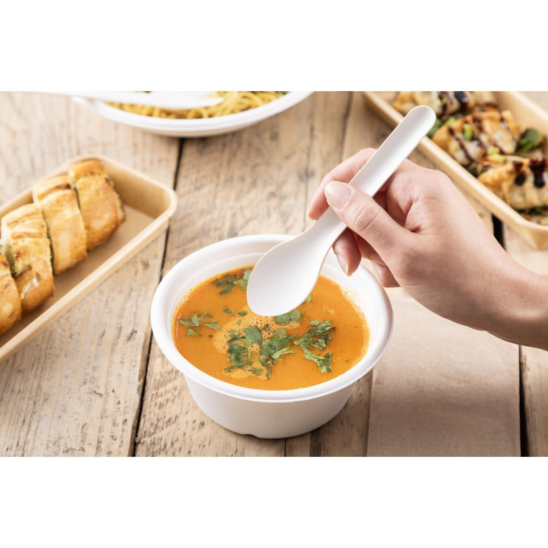 Fiesta Compostable Paper Spoons 150mm (100 Pack) - HT485