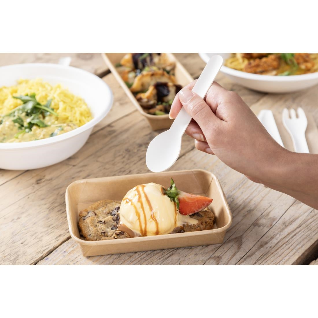 Fiesta Compostable Paper Teaspoons 132mm (100 Pack) - HT486