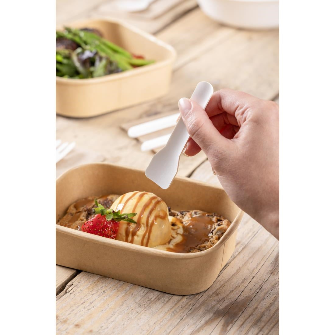 Fiesta Compostable Paper Ice Cream Spoons 95mm (100 Pack) - HT487