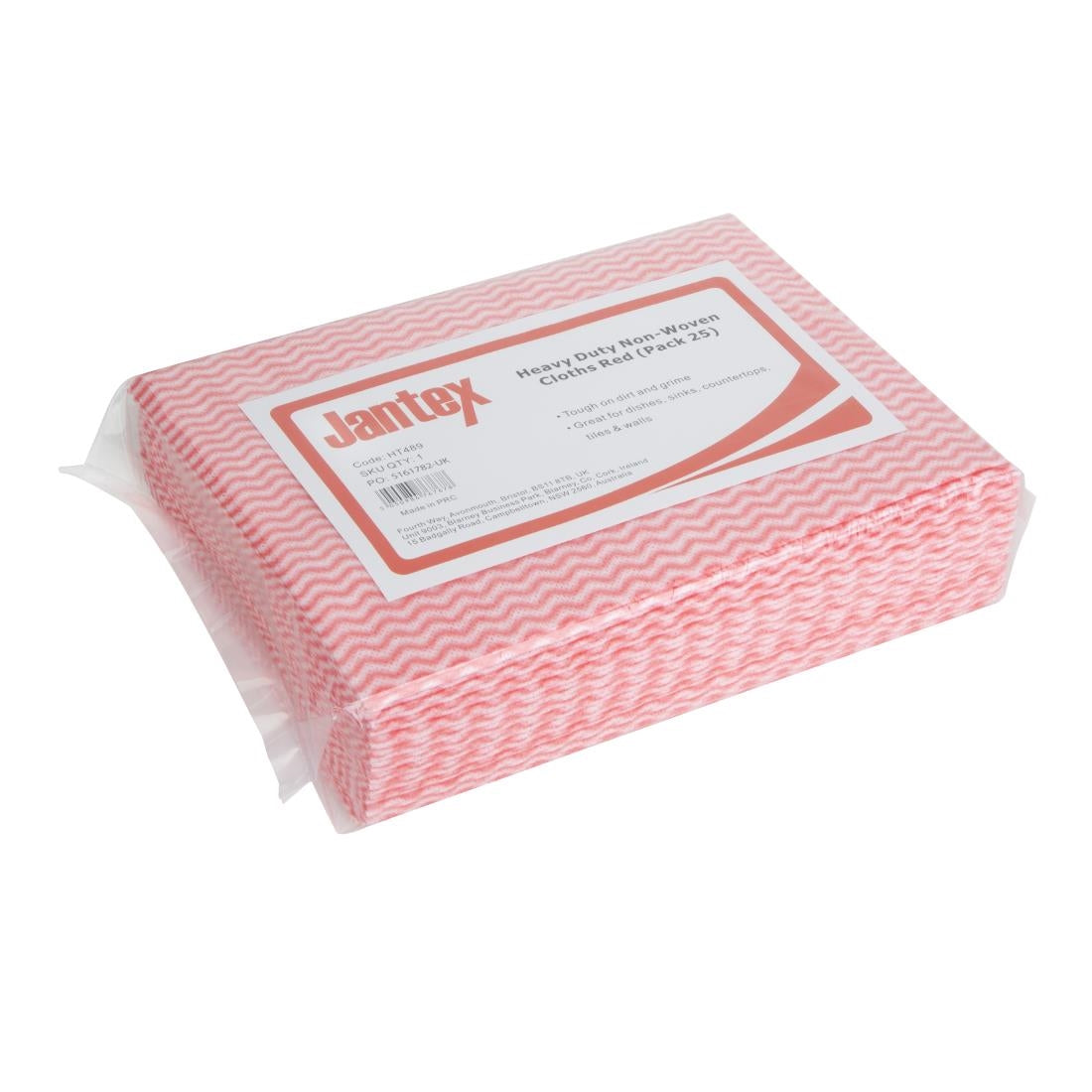 Jantex Heavy Duty Non-Woven Cloths Red (Pack of 25) - HT489
