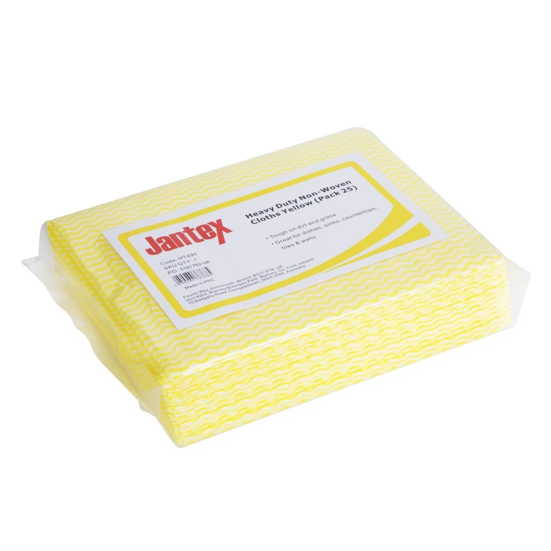 Jantex Heavy Duty Non-Woven Cloths Yellow (25 Pack) - HT490