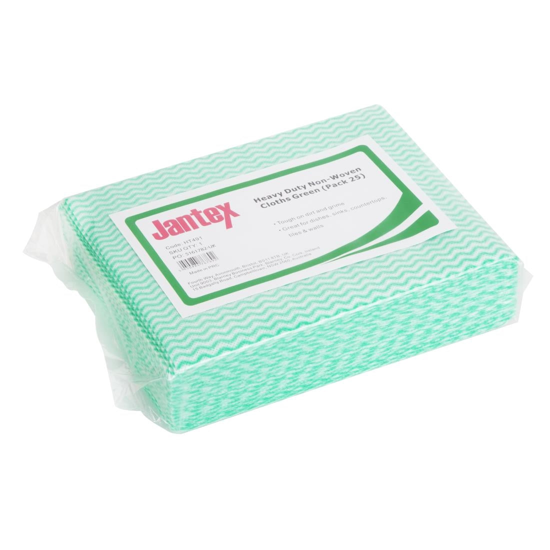 Jantex Heavy Duty Non-Woven Cloths Green (Pack of 25) - HT491