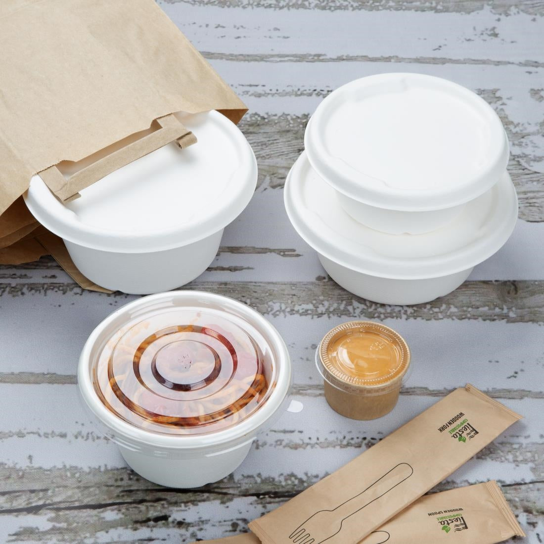 Fiesta Compostable Bagasse Bowl Base 900ml (50 Pack) - HW024