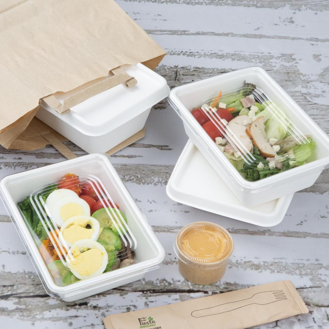 Fiesta Compostable Bagasse Food Container Bases 800ml (100 Pack) - HW035