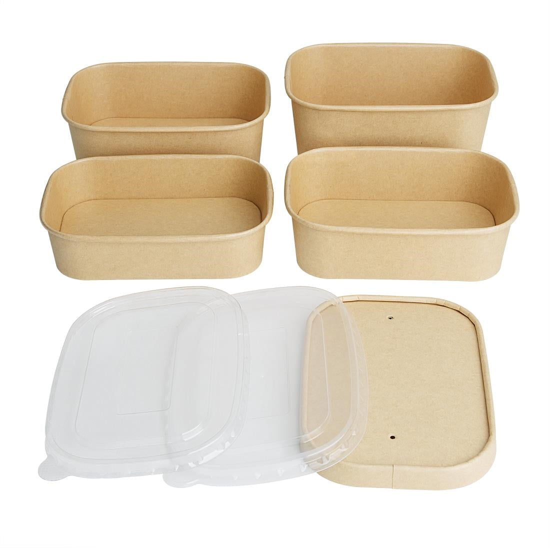 Fiesta Recyclable PET Lids for Rectangular Containers (300 Pack) - HW626