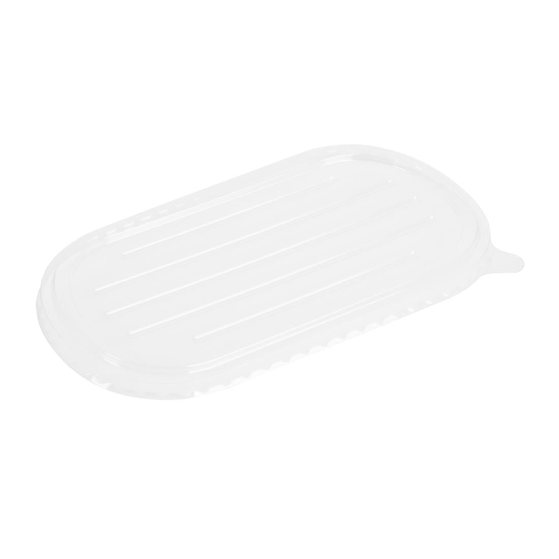 Fiesta Recyclable PET Lids for Bagasse Oval Containers (100 pack) - HW630