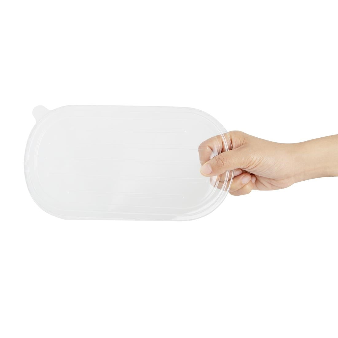 Fiesta Recyclable PET Lids for Bagasse Oval Containers (100 pack) - HW630