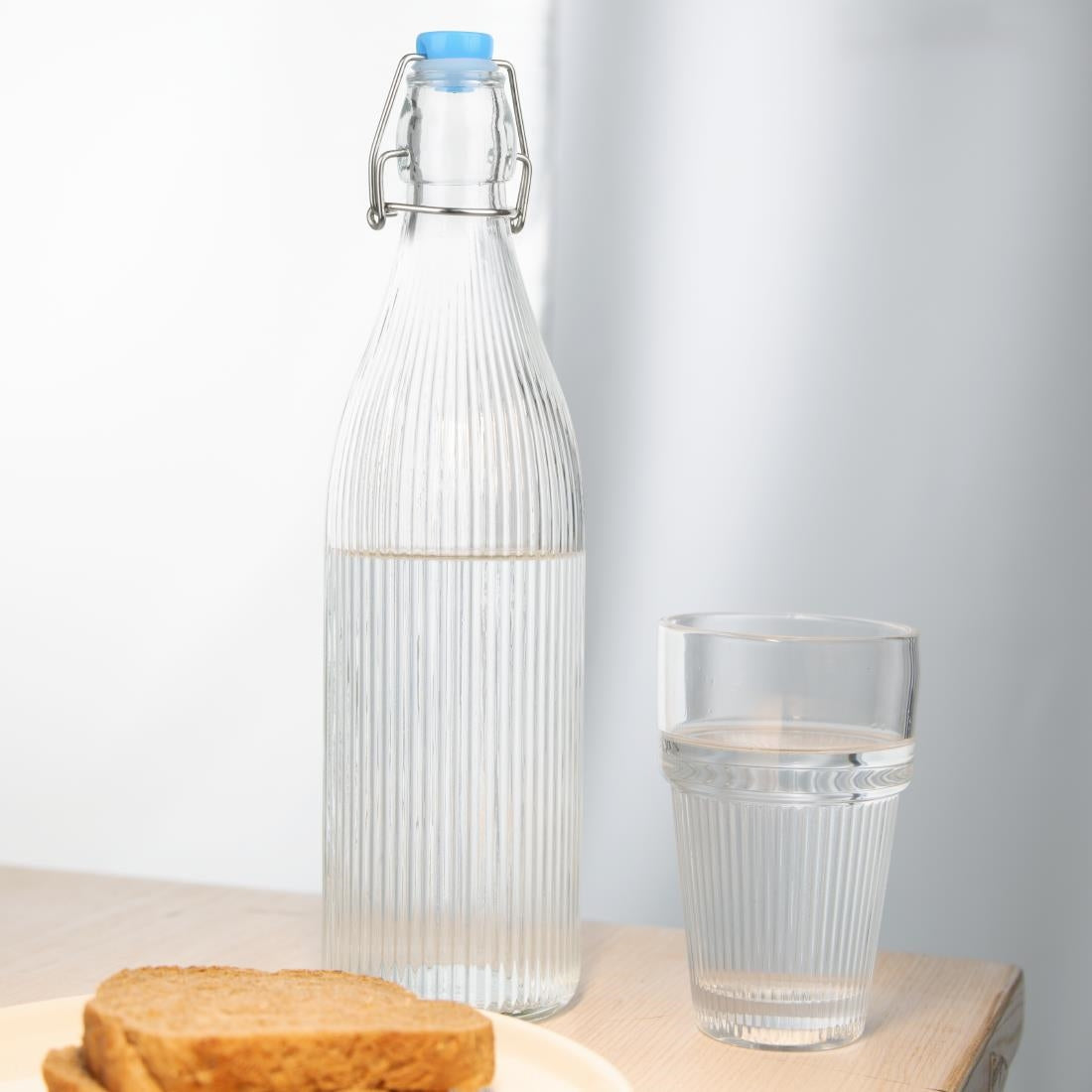 Olympia Ridged Swing Top Water Bottles 1Ltr (6 Pack) - HW793