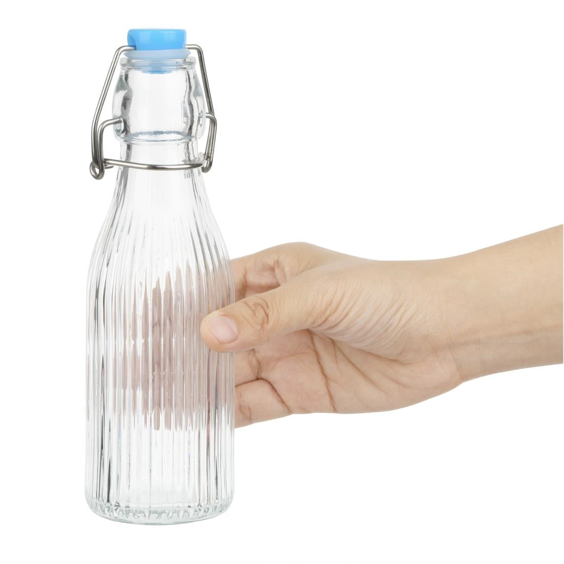 Olympia Ridged Swing Top Water Bottles 200ml (6 Pack) - HW795