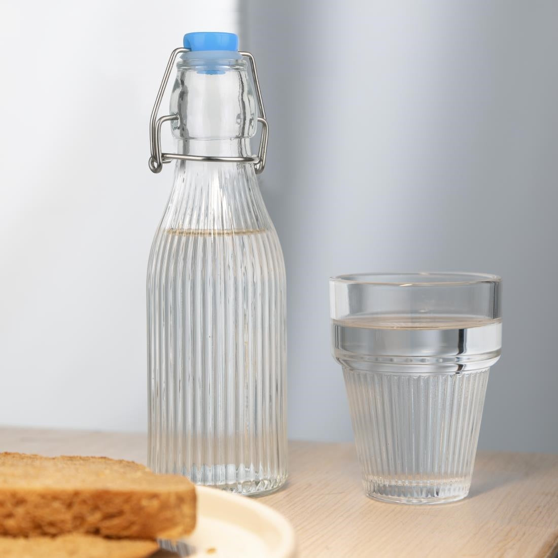 Olympia Ridged Swing Top Water Bottles 200ml (6 Pack) - HW795