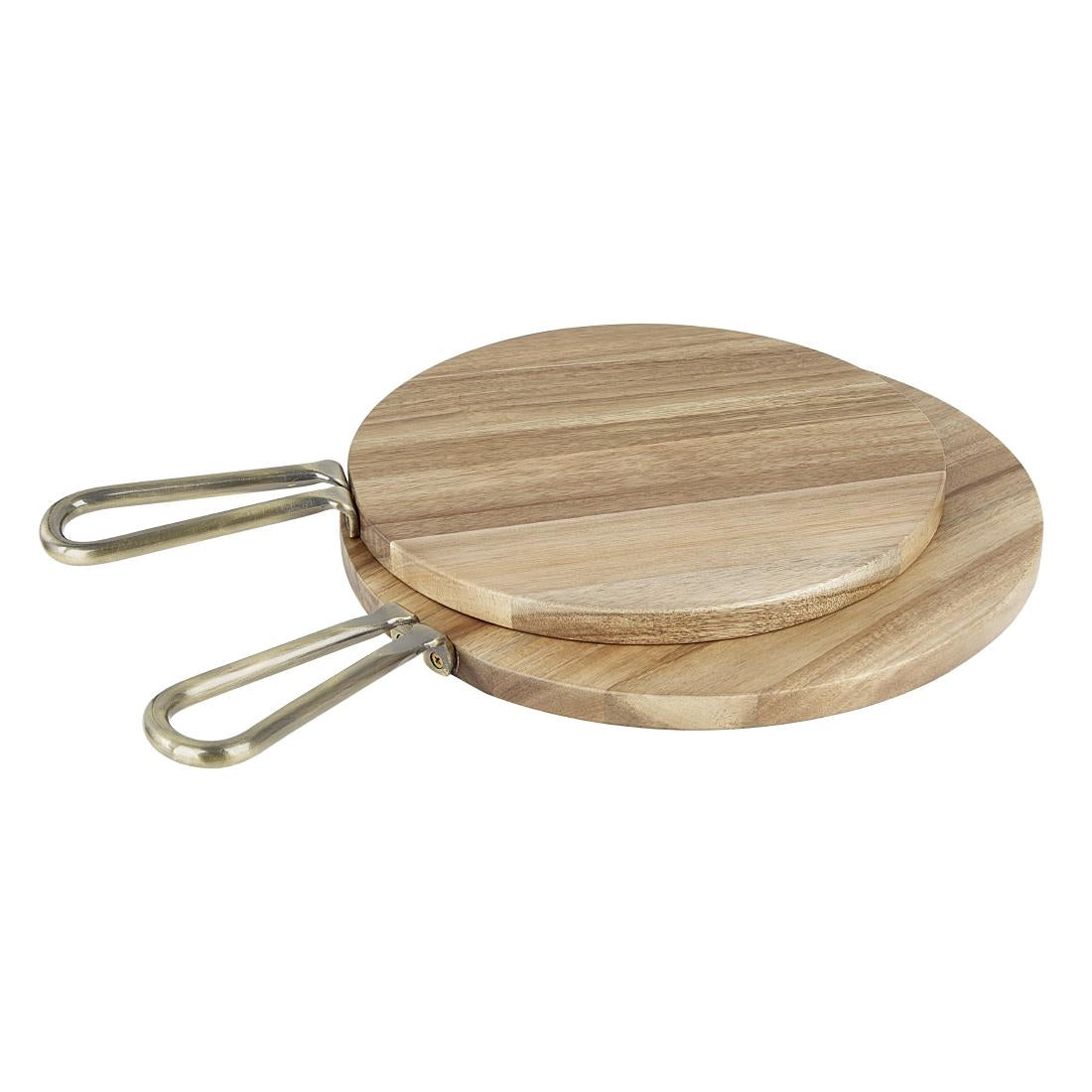 Olympia Round Paddle Board Acacia Wood Metal Handle 458x305mm - HX389